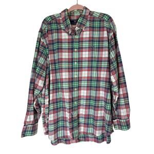 Vineyard Vines by Shep & Ian Green Plaid Whale Shirt 100% Cotton Shirt Size XL